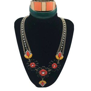 J Crew Multi Chain Statement Necklace Bracelet Lot